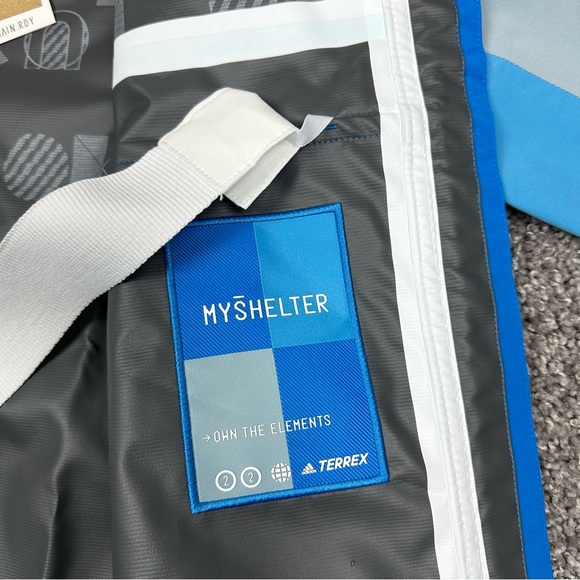 Adidas Terrex CT My Shelter Rain Ready Color Block Mens Jacket Blue Sz M H65694 - Picture 14 of 16